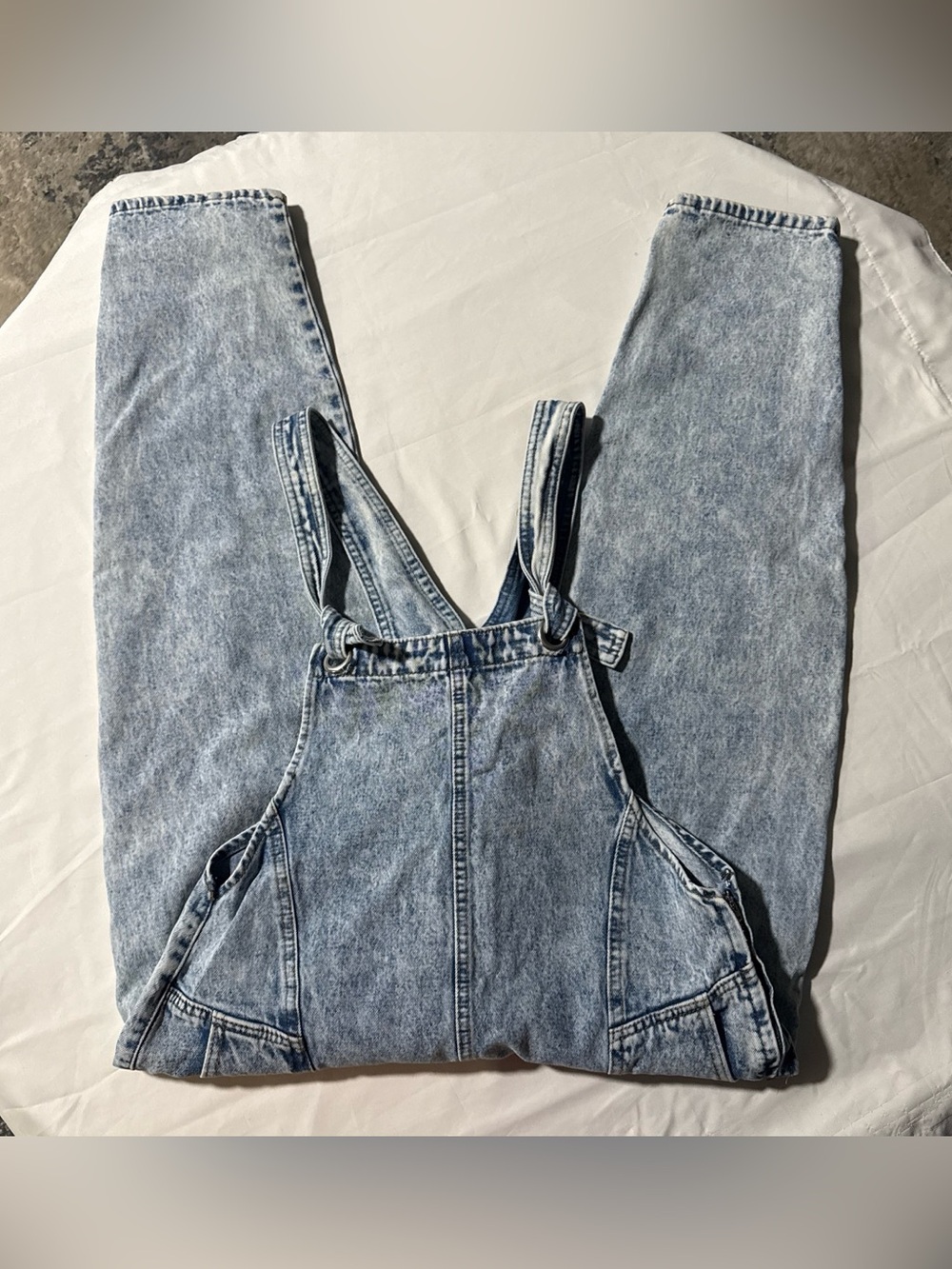 Fiorucci Light Blue Acid Wash Denim Overalls
